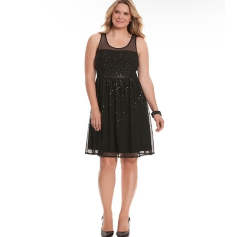 Lane Bryant Women’s Plus Size Black Sleeveless Sequin Party Lined Dress, Size 28